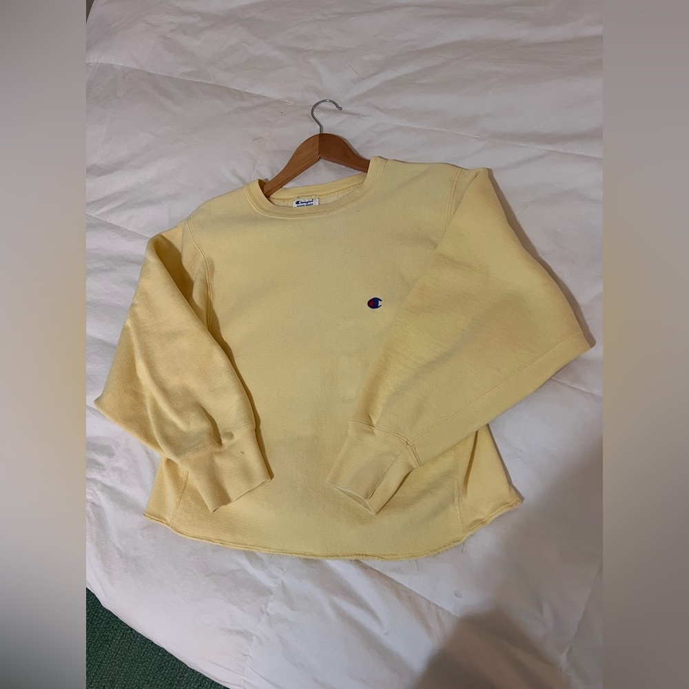 Champion oversized cropped sweatshirt butter yellow Reverse Weave Medium